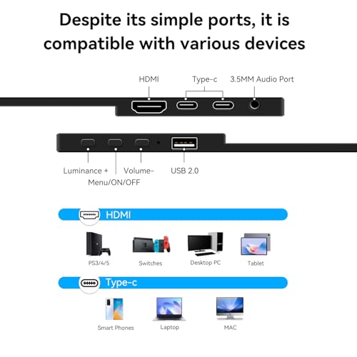 Image of 14 Inch Touchscreen Portable Monitor with Stand, 1920x1200 IPS HDR Ultra Slim USB-C HDMI External Display for Laptop Phone Switch