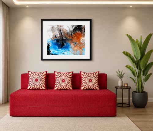 Image of Three Seater Sofa Cum Bed 5x6 Ft with Soft Foam Cushioning, Comfortable Foldable Sofa Bed for Living Room, Bedroom, Guest Room & Office(Red)