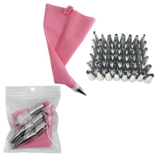 8/14 / 26/50 stks roze siliconen gebak tassen tips 48 icing piping nozzle crème herbruikbare gebak tas cake decorating… - Image 4