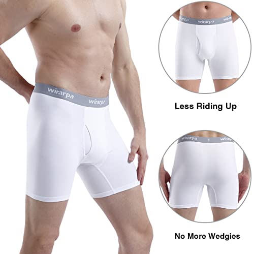 Wirarpa Men's Cotton Boxer Briefs Underwear Tagless Breathable Regular Leg 4 Pack White X-Large #TOP2