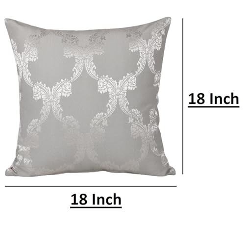 Image of Home - The Best is for You Designer Self Design Cotton 275 TC Cushion Covers Pack of 2 (Grey Ogee, 18X18 Inch) Ideal for Sofas, Chairs, Cars & Hotels