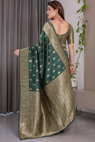 Image of SGF11 Women's Kanjivaram Soft Silk Saree With Unstitched Blouse Piece