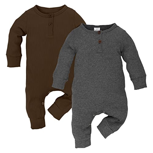 Image of VICVIK Baby Boy Girl Solid Color One Piece Romper