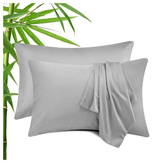 CozyLux Cooling Pillowcases Bamboo-Rayon Pillow Cases Set of 2 Queen Size Oeko-Tex Pillow Case Soft Silky Pillow Covers Moisture Wicking Envelope Closure Light Grey 20"x30"