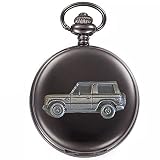 RefA32 Mits Pajero Shogun Series 1 3D effetto peltro auto design su una cassa nera lucida regalo da uomo orologio da tasca al quarzo fob
