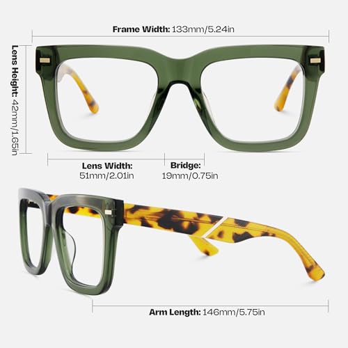 Image of Zeelool Blue Light Glasses for Men Fashion Green Square Eyeglasses Retro Computer Eyewear Glasses Anti Eyestrain Redina JGA270431-02B