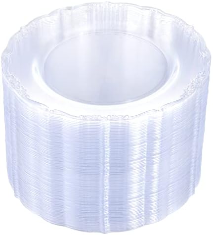 U-QE 60 Pieces Clear Plastic Plates - 10.25 Inch Clear Disposable Plates - Washable & Reusable - Premium Hard Disposable Dinner Plates - Party Supplies for Birthdays, Celebrations, Wedding and Events