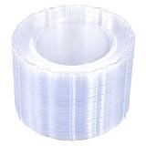 U-QE 60 Pieces Clear Plastic Plates - 10.25 Inch Clear Disposable Plates - Washable & Reusable - Pre