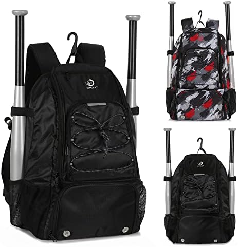 wpole Sports Baseball&Softball Bat Bag For Youth｜Adults, Baseball Equipment Backpack Bag with Shoe Compartment,Fence Hook,Holds Bat, Helmet, Glove