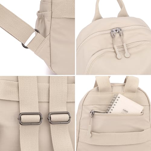 Image of Tanweibago Mini Nylon Women Backpacks,11L Small Ladies backpacks Casual Lightweight Women Shopping Travel Daypack (Z1-beige)