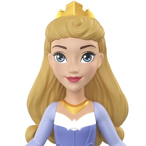 Image of Disney Princess Aurora Posable Small Doll in Shiny Outfit with Removable Skirt, Inspired by Movie