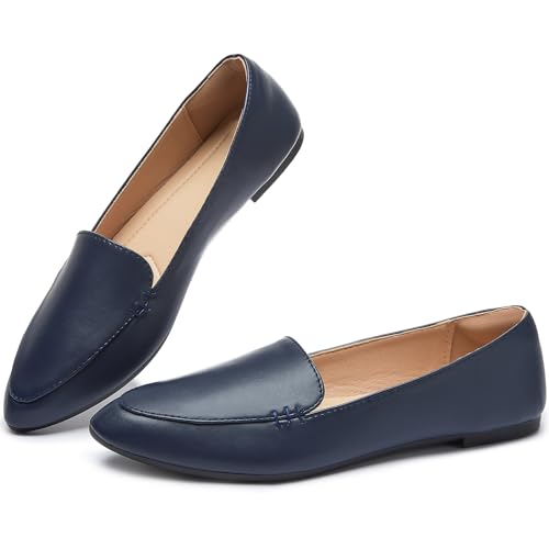 Image of FINIWOR Loafers for Women Flats Shoes Women Pointed Toe Dress Shoes Comfortable Memory Foam Penny Loafers Slip On Shoes
