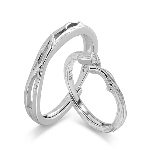 Meissa Unique Couple Ring Set for Men and Women 925 Sterling Silv...