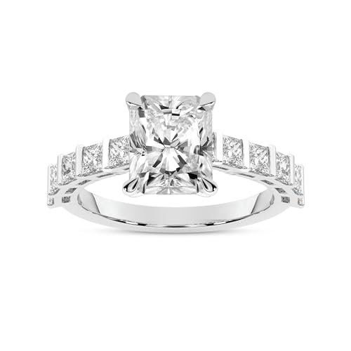 FRIENDLY DIAMONDS Lab Grown Diamond Engagement Ring For Women 0.50-6 Carat IGI Certified | 14K Or 18K White, Yellow Or Rose Gold | Keziah Side Stone Square Diamond Ring | FG-VS1-VS2 Quality