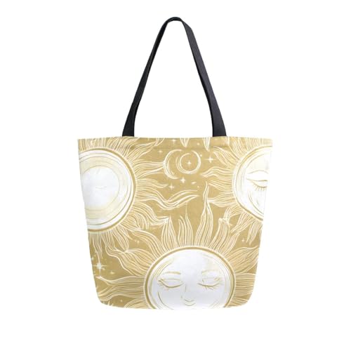 Extra Large Shoulder Tote Bag for Beach Travel Weekender Gym Glowing White Sun Moon Pattern Reusable Grocery Canvas Shopping Bag2