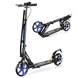 🛴【Roues résistantes à l'usure & stationnement facile】Notre trottinette a deux roues en matériau PU durable, ce qui permettra à la trottinette de s'adapter à différents terrains, tels que la maçonnerie, l'asphalte, l'herbe, etc. Et, les roues suffisamment larges maintiendront mieux l'équilibre général. De plus, la béquille permet à l'enfant de garer la trottinette n'importe où.