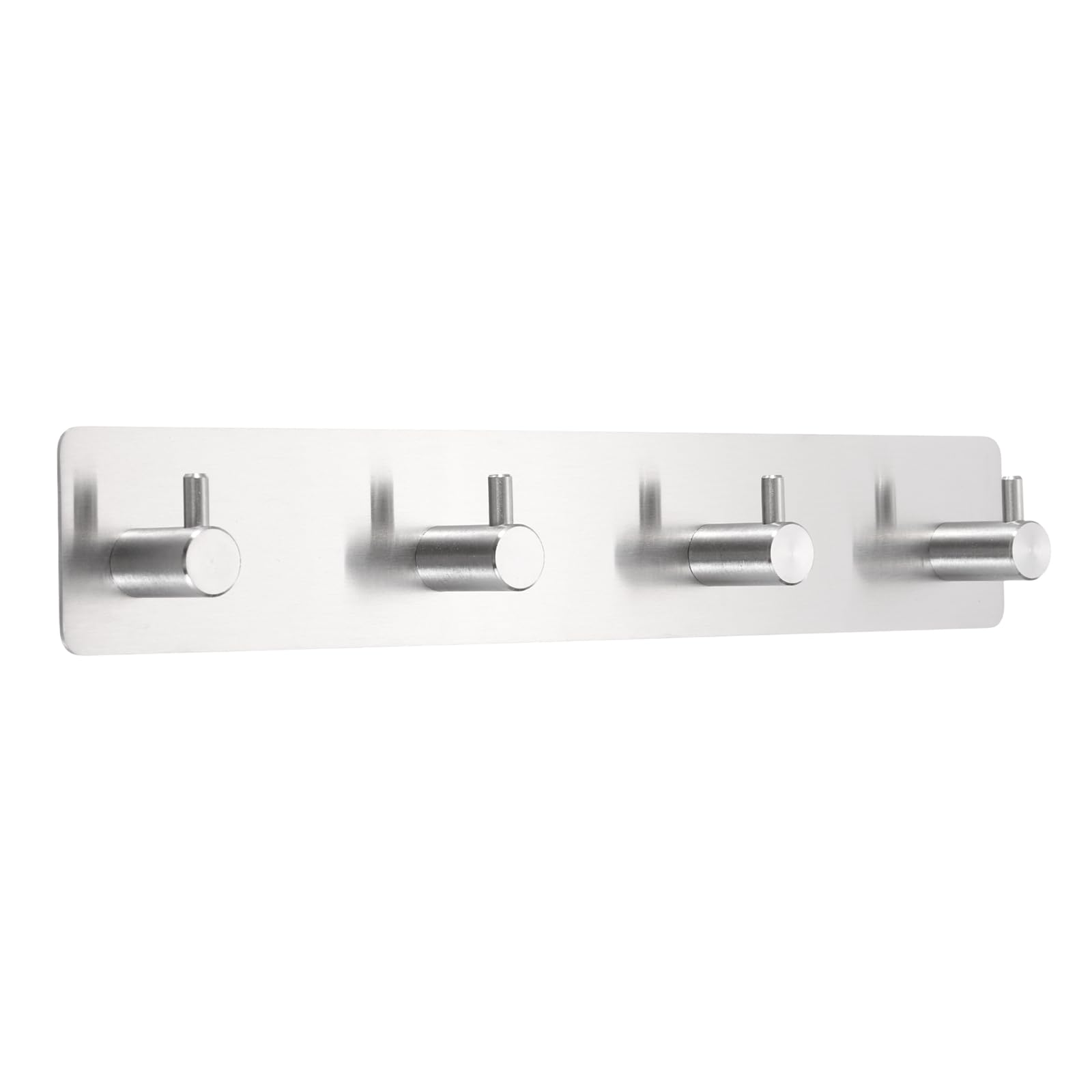 sourcing map 1Set Adhesive Towel Hooks, Stainless Steel Heavy Duty Wall Mount Stick on Towel Rack Hanger Organizer for Entryway Bathroom Bedroom Kitchen, 4 Hooks, Silver