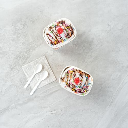 Image of Restaurantware Paper Cups 200 Count 12 Ounce Square Disposable Ice Cream Containers, Leak-Resistant Paper Dessert To Go Cups, Hot And Cold Food, Durable Round Sprinkles Design, Lids Sold Separately