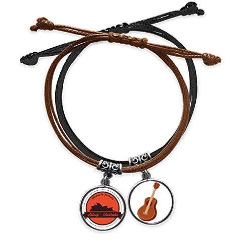 Pulsera de cuerda tejida a mano con motivo de la Ópera de Sídney y acabados en cuero