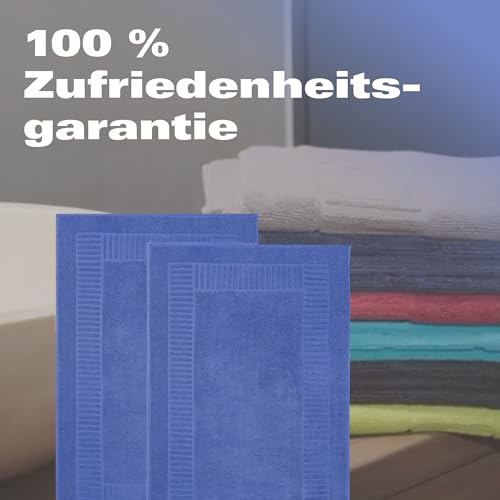 BaSaTex - 2er Pack Badvorleger für Dusche & Badewanne - Badematte Saugfähig & Schnelltrocknend in 50x80cm - Aus 100% Baumwolle & 800 g/m² - Duschvorleger Öko-Tex Made in Green zertifiziert - Royalblau