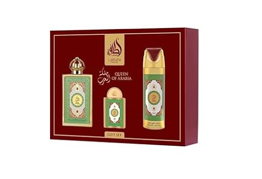 Lattafa Queen of Arabia Set de Regalo, Fragancia Árabe Femenina, Incluye Perfume EDP 100ml + Mini perfume 20ml + Desodorante 200ml + Atomizador, Coco, Vainilla y Ámbar (Queen of Arabia Gift Set) | Ya disponible en tu tienda friki favorita! En mundofriki.es!