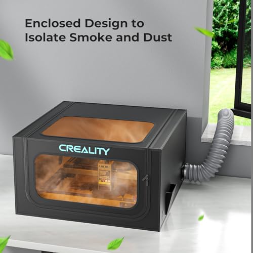 Image of Creality Laser Engraver Enclosure 2.0 with Vent, Fireproof and Dustproof Laser Cutter Protective Cover 28.3x28.3x15.7in with Fan and Pipe, Fits for Most Laser Engraver, Against Smoke, Odor, Noise
