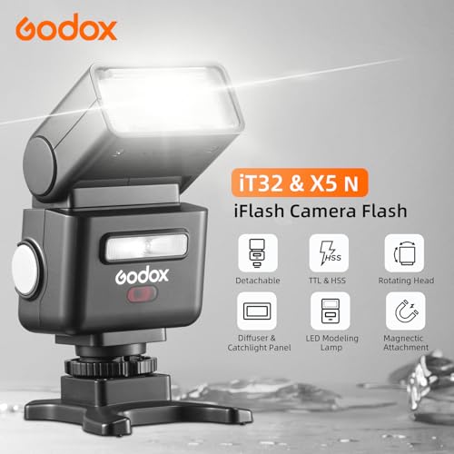 Image of Godox iT32 TTL HSS Flash for Nikon with X5-N Trigger, 1 /80000s HSS 2.4G Wireless Off-Camera Kit, Magnetic Quick Release & USB-C for Portrait Wedding Event Photography