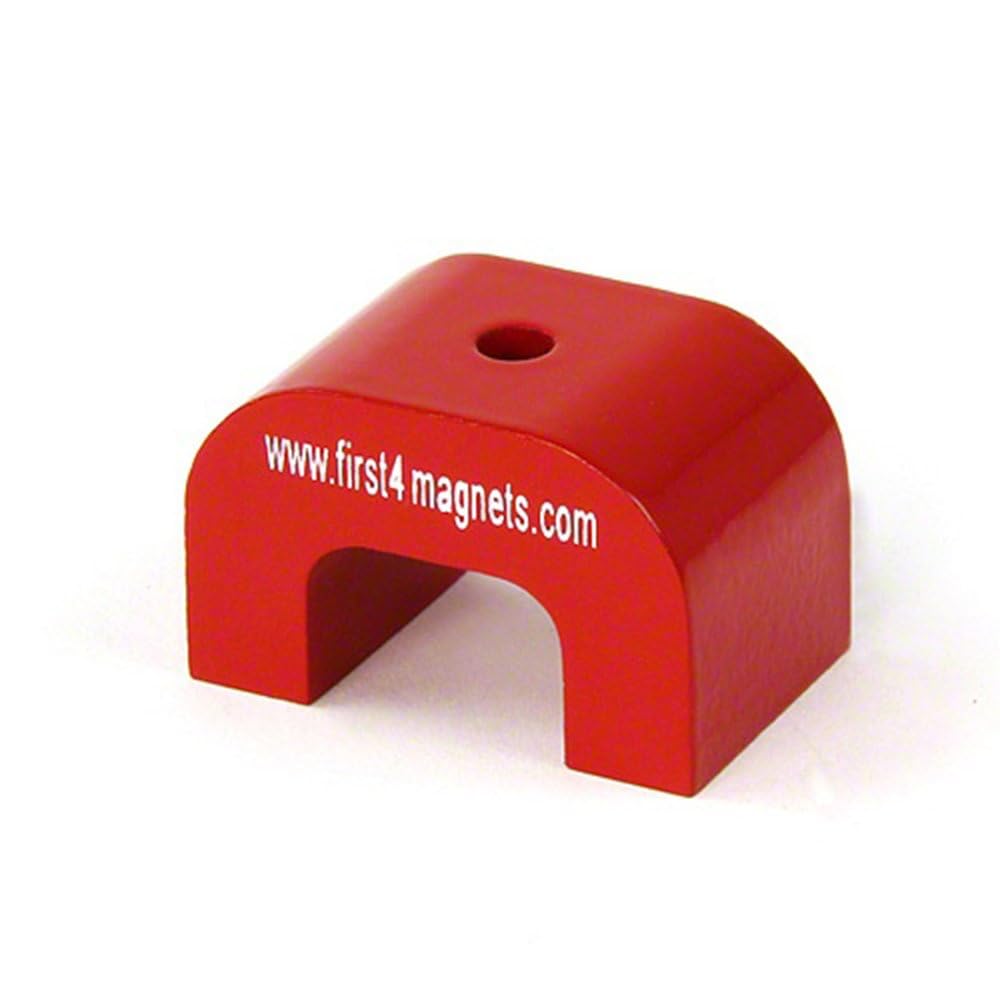 Grande Magnete A Ferro Di Cavallo Alnico Rosso Per Applicazioni Ad Alta Temperatura, Ingegneria E Produzione - 30mm x 45mm x 30mm 4,5mm Foro - 11kg Tiro