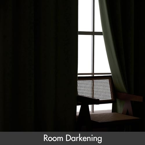 Image of MIULEE Sage Green Blackout Velvet Curtains Drapes 63 Inch Long 52 inchx63 inch | Luxurious Bedroom Living Room Decor, Room Darkening, Thermal Insulated, Rod Pocket Design, Super Soft Fabric