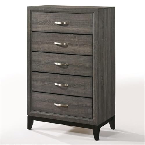 Acme-Valdemar-Metal-and-Wood-5-Drawers-Bedroom-Chest-in-Weathered-Gray Acme Valdemar Metal and Wood 5 Drawers Bedroom Chest in Weathered Gray