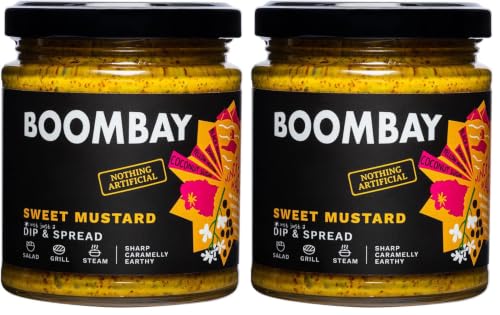 Image of BOOMBAY Sweet Mustard Dip and Spread 190g | Nothing Artificial | No Bad Oils | No Refined Sugar | Plant Based | No Onion or Garlic | Use as a Salad Dressing, Marinade for Grill, Spread on Bread