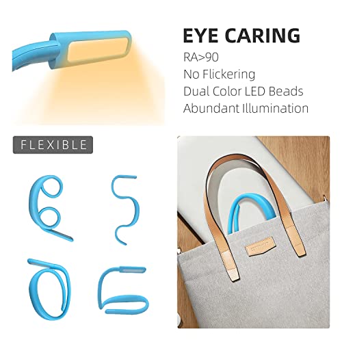 Image of Neck Reading Light for Bed Adjustable: Bendable Arms 2-Pack Blue