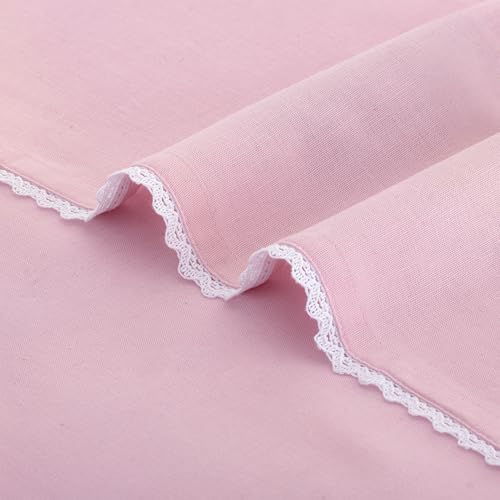 Image of FINGERCRAFT Lace Trim Cloth Napkins Set of 6, 20x20 Inch Cotton Linen Blend Dinner Napkins, Reusable Washable Table Napkins for Wedding, Farmhouse Dining, Parties & Home Decor (Pastel Pink)