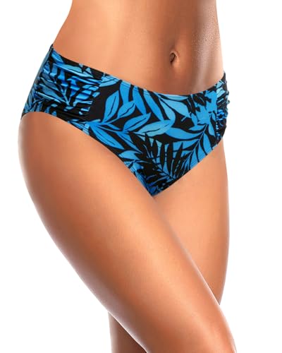 Image of Tempt Me Women Bikini Bottoms Mid Waist Bathing Suit Swimsuit Ruched Swim Bottom