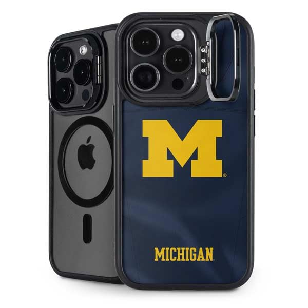 Skinit Kickstand Phone Case Compatible with iPhone 16 Pro Max - Officially Licensed University of Michigan Blue Jersey Design