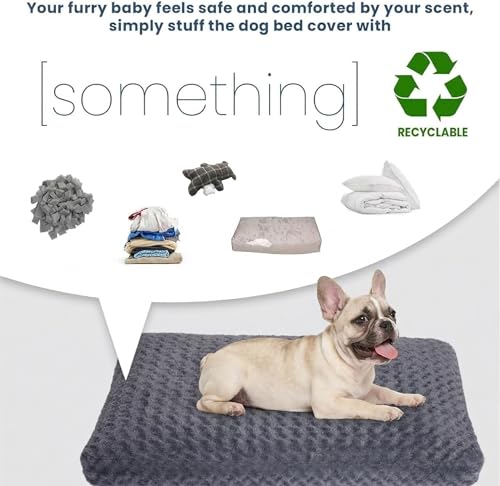 Image of Faux Fur Dog Bed Covers - Ultra Soft Rose Velvet, Removable & Washable, Cozy & Durable,Large Pet Bed Cover Only (No Filling) - Gray, (Rose Velvet Dark Gray, Small(30.0 inch L x 20.0 inch W x 4.0 inch Th))