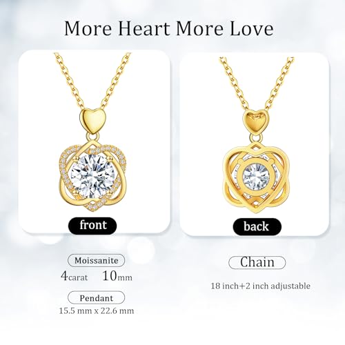 Image of InfinityLove Heart Necklaces for Women, 5-3 Carats Moissanite, Sterling Silver Pendant Jewelry, Anniversary Birthday Gifts for Wife, Girlfriend, Daughter, Mom