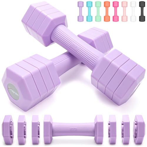 Adjustable Dumbbell Set, 4 in 1 Hand Weights Set for Women Men 10...