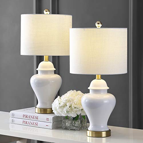 JONATHAN Y JYL6602C-SET2 Set of 2 Table Lamps Qin 22" Ceramic/Iron Classic Cottage LED Table Lamp Cottage,Designer,Glam,Traditional,Coastal for Bedroom, Living Room, Office, College Dorm, White - Image 2