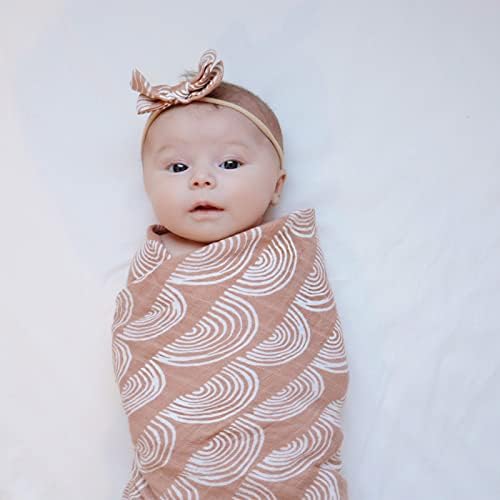 LifeTree Baby Muslin Cloths - Soft Large Baby Muslin Swaddle Blankets - Bamboo Cotton, Rainbow Design, Earthy Color Collection, Lightweight, Breathable, 47 x 47 inches
