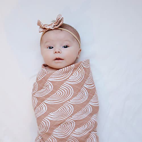 Lifetree Muslin Baby Swaddle Blankets, Baby Swaddling Neutral Receiving Blanket For Boys & Girls, 70% Bamboo & 30% Cotton, Large 47 X 47 Inches Rainbow & Fog Ivory #TOP1