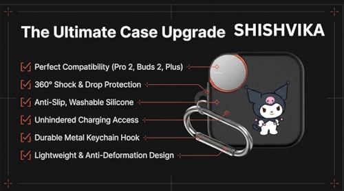 Image of SHISHVIKA Ultra Armor Silicone Case Cover Compatible for CMF by Nothing Buds Pro 2 / Buds 2 Plus /Buds 2 (Kuromi, Cartoon)
