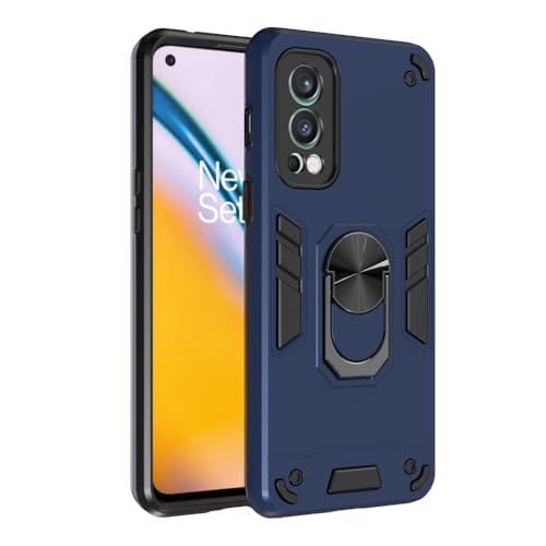 Image of Armor OnePlus Nord2 5G Defender Case | Rotating Ring Holder & Kickstand in-Built | Military Grade Armor | 360 Degree Protection Back Cover for OnePlus Nord2 5G (Blue)