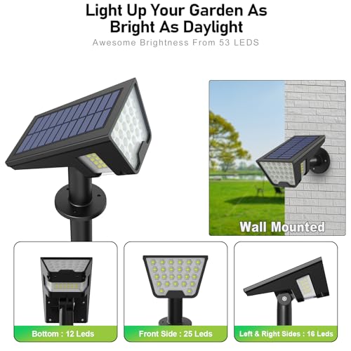 Latband A04 Solar Spot Lights Outdoor Ip65 Waterproof, 53 Leds Solar Powered Garden Yard Lights Outdoor 3 Modes Landscape Spotlight Wall Light thumb #3
