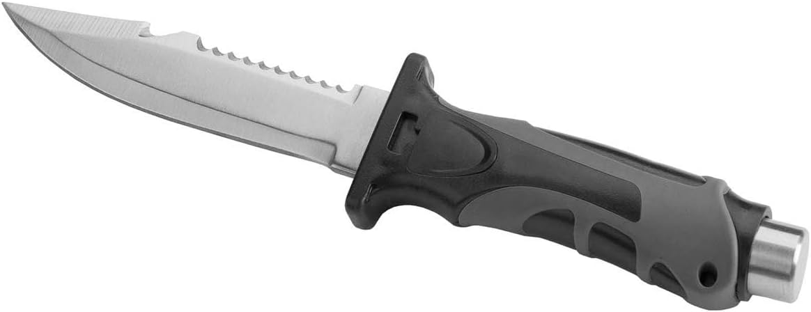 SEAC Hammer, Diving Knife for Apnea and Scuba Diving, Dagger with Straps, black, 120mm (0550017520000A)