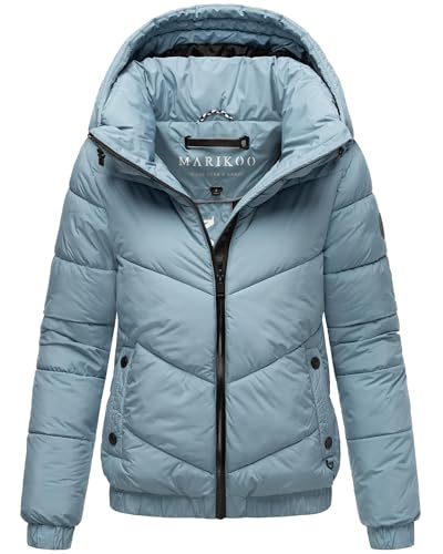 MARIKOO Damen Winterjacke warme Steppjacke mit Kapuze Nayanaa XVI Powder Blue Gr. M