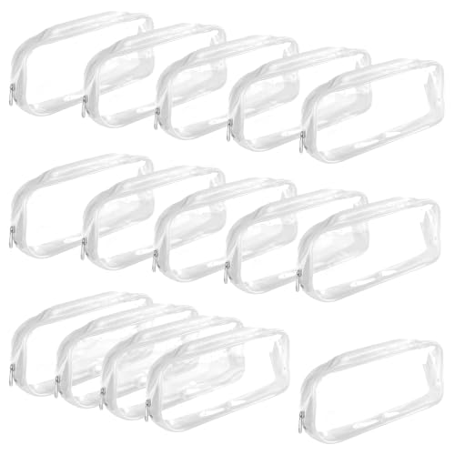 TAICHEUT 15 PCS Clear Pencil Case, 20.5x8.5x4CM White Transp