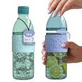 Copco Hydra 16.9 oz Water Bottle, Set of 2 – Leak Proof, BPA Free Tritan, Dishwasher Safe, Twist-Open Body, Non-Slip Silicone Grip, Great for Travel, Gym & Everyday Use (Light Blue & Purple)