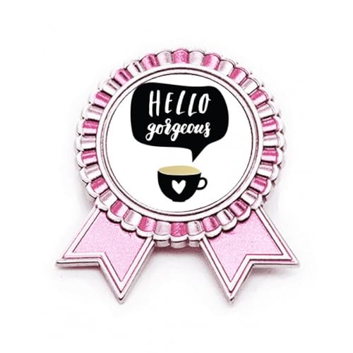 Broche Hello Gorgeous en métal rose taille M pour personnaliser vos tenues