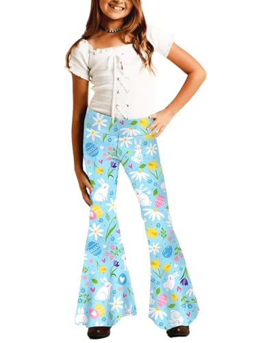 Image of Deerose Girls Halloween Hippie Bell Bottom Pants High Waist Flare Pants 5-14 Years